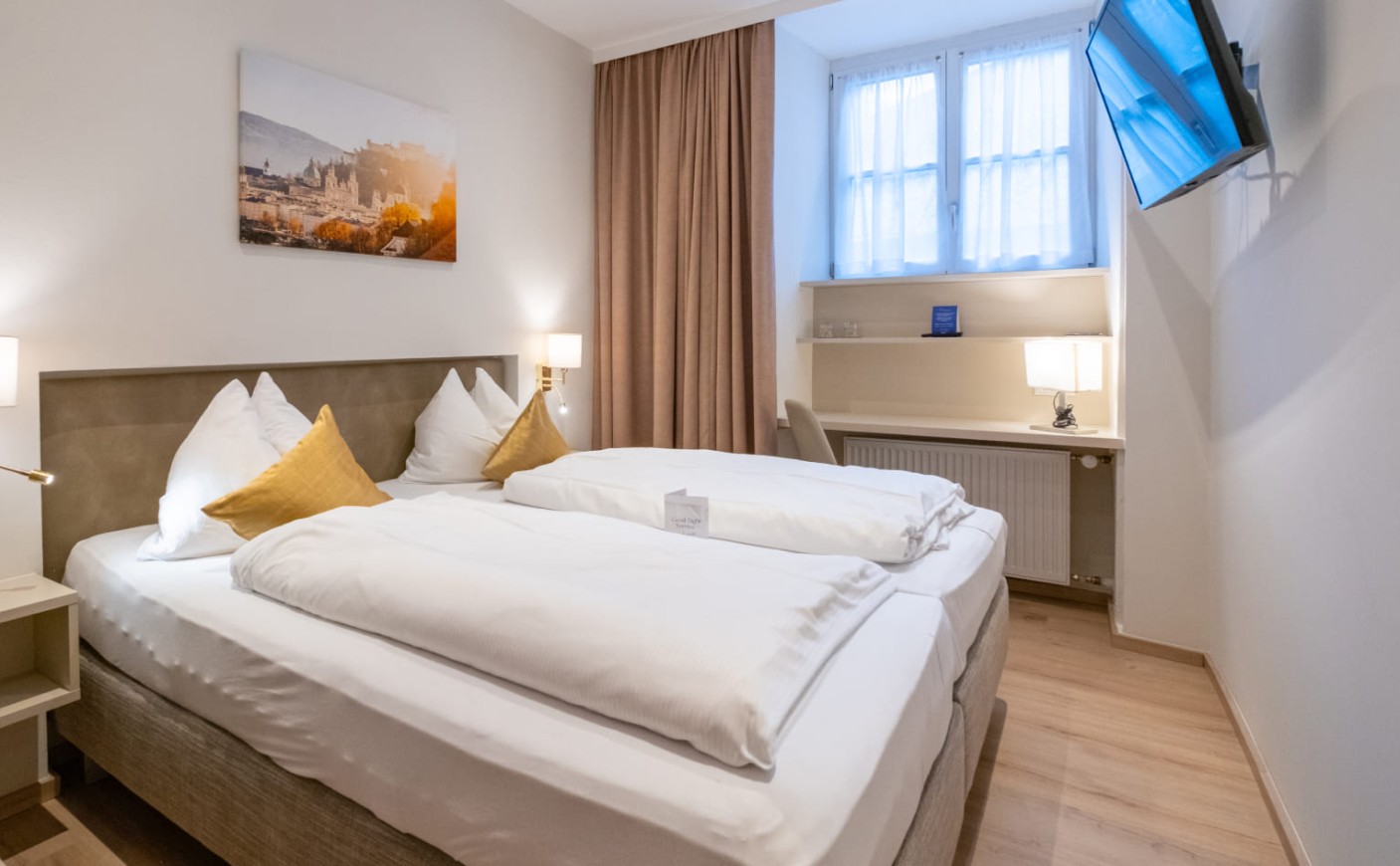 Doppelzimmer Economy der Trumer Stube Salzburg mit wohnlichem Ambiente